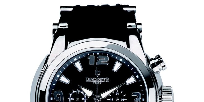 Pánské hodinky s chronografem a černým páskem Lancaster