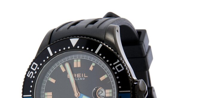 Pánské černo-modré analogové hodinky Breil
