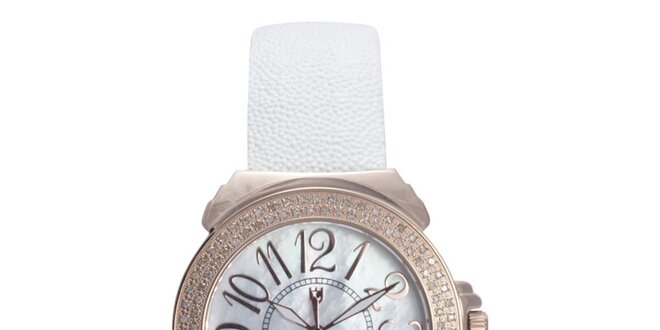 Dámské růžovo-bílé hodinky s perleťovým ciferníkem Lancaster