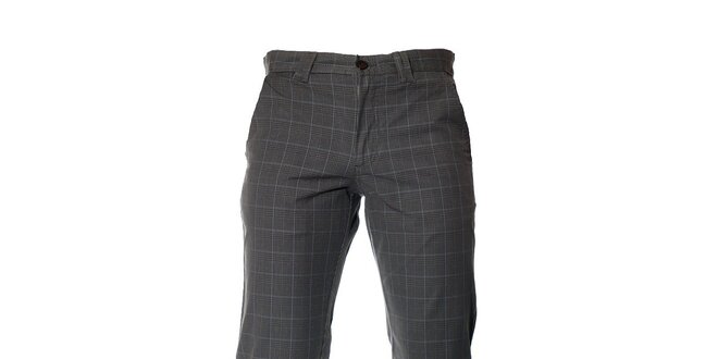 Pánské decentní šedé kostkované kalhoty značky Bendorff