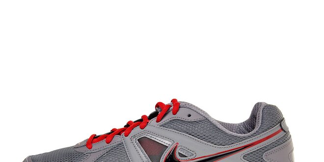 Pánské šedé běžecké boty Nike Dart 9 s červenými detaily