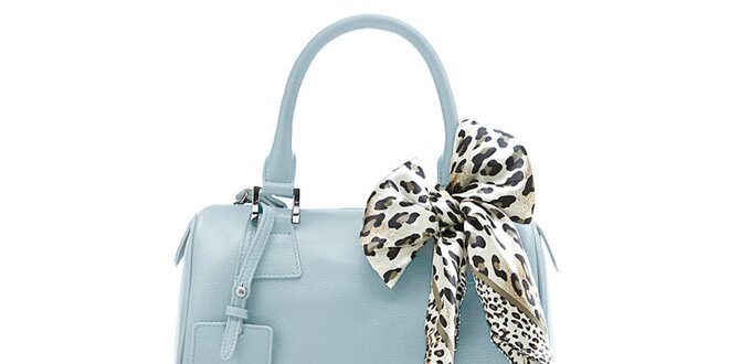 Dámská světle modrá kufříková kabelka Belle & Bloom s ozdobným šátkem