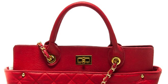 Dámská červená kabelka s prošíváním Renata Corsi