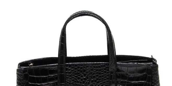 Dámská černá kabelka se vzorem krokodýlí kůže Renata Corsi