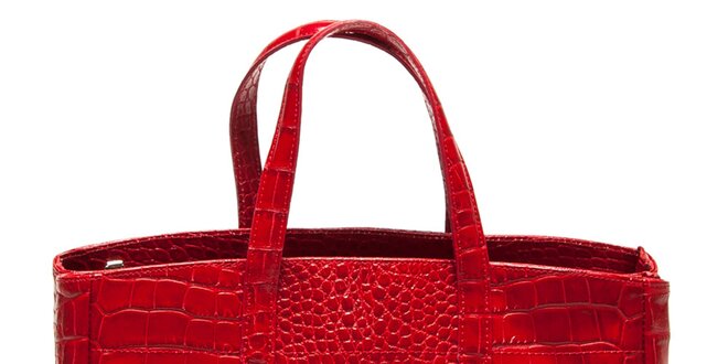 Dámská červená kabelka se vzorem krokodýlí kůže Renata Corsi