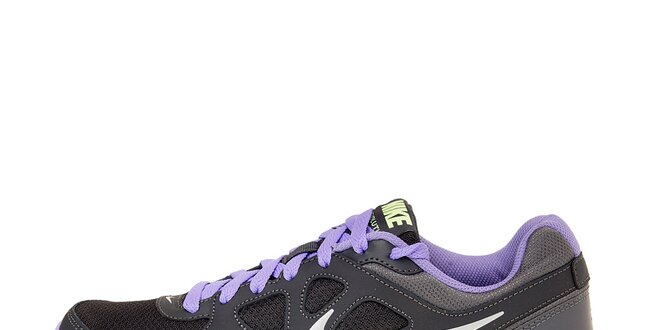 Dámské tmavě šedé běžecké boty Nike Revolution s fialovými detaily