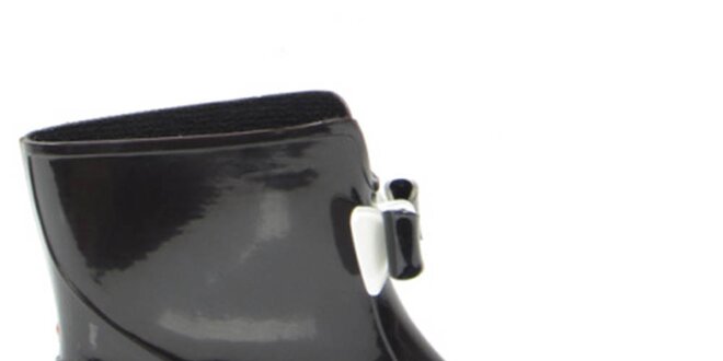 Dámské černé kotníkové boty s černo-bílou mašličkou Favolla