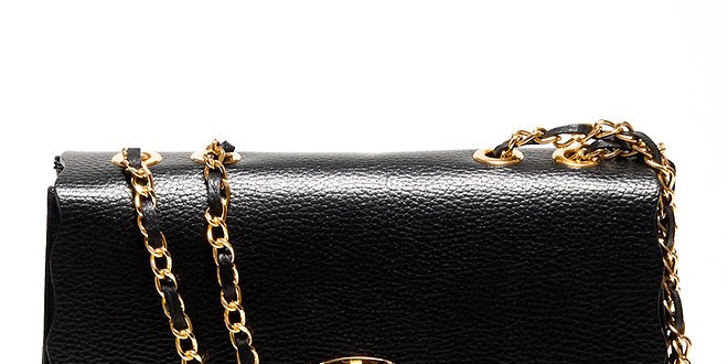 Dámská černá kožená kabelka se zlatými detaily Renata Corsi