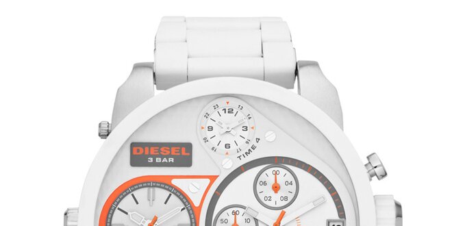 Pánské bílé hodinky Diesel s multifunkčním ciferníkem