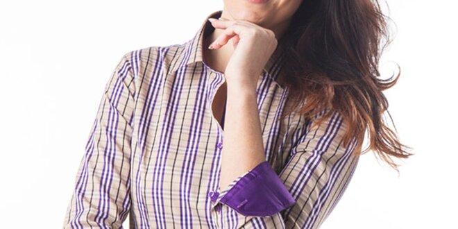 Dámská fialovo-béžově kostkovaná košile Lexa Slater