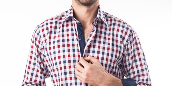 Pánská modro-červeno-bíle kostkovaná košile Lexa Slater