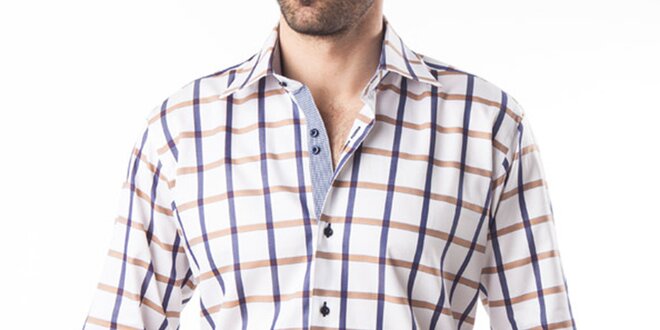 Pánská bílá košile s barevně kostkovaným vzorem Lexa Slater