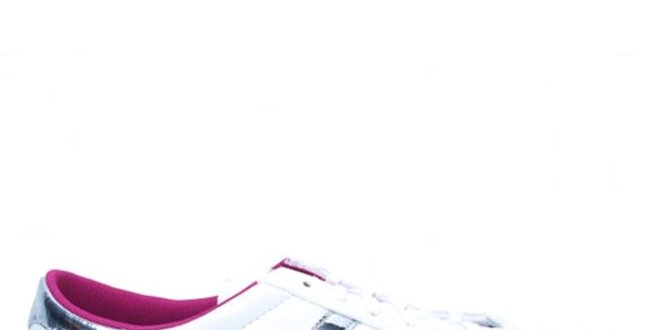 Dámské bílé tenisky se stříbrnými pruhy Adidas