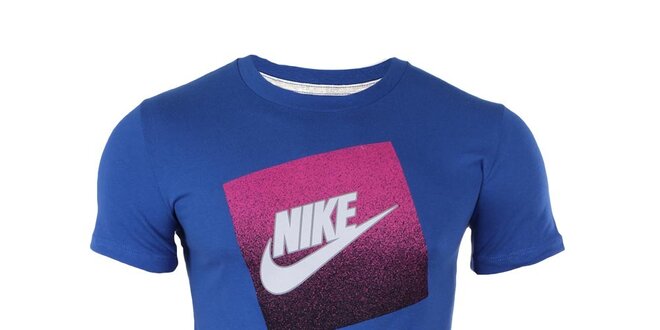 Pánské modré tričko s potiskem na hrudi Nike