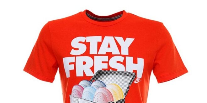 Pánské oranžové tričko s krátkým rukávem a potiskem Nike