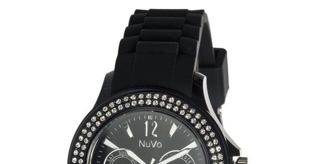 Černé hodinky NuVo se Swarovski Elements