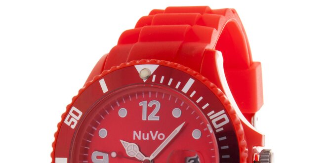 Červené hodinky s datumovkou NuVo