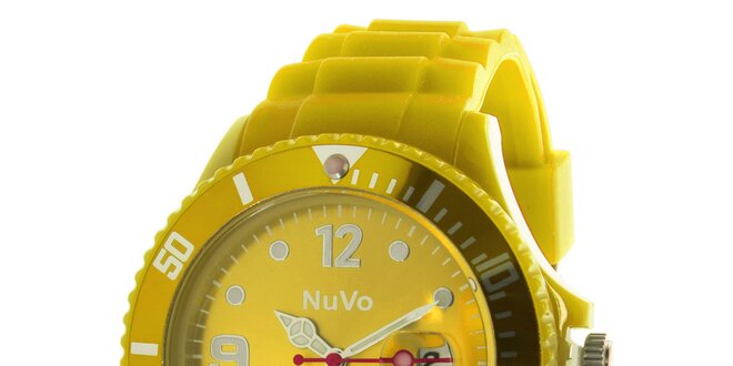 Žluté hodinky s datumovkou NuVo
