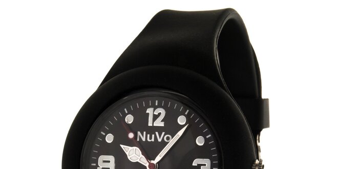 Černé hodinky s hladkým řemínkem NuVo