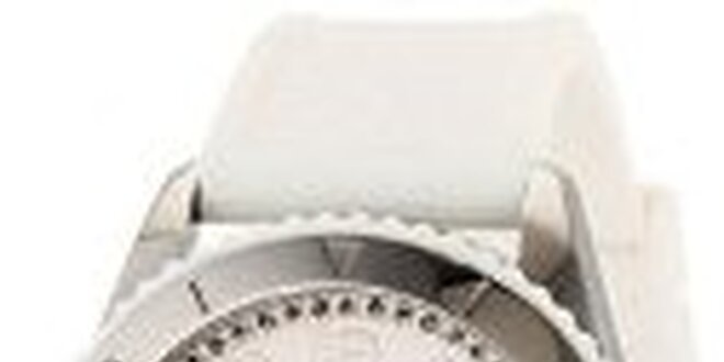 Dámské ocelové hodinky Tommy Hilfiger s bílým silikonovým řemínkem
