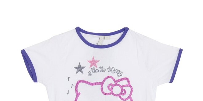 Dětské bílé tričko Hello Kitty s růžovým potiskem