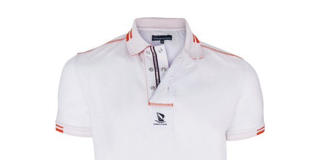 Pánské bílé polo triko s dvouřadým límečkem Giorgio di Mare