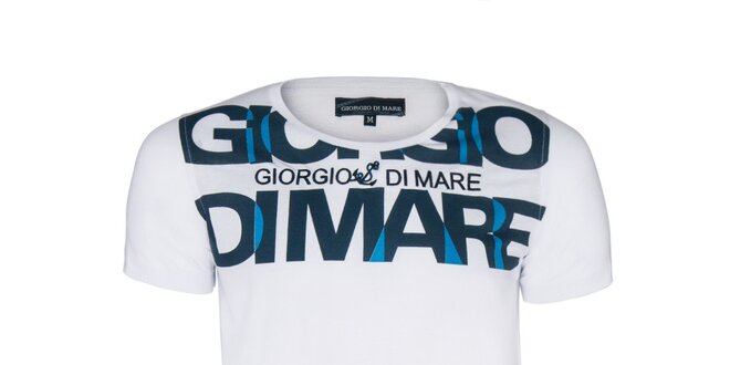 Pánské bílé tričko s velkým nápisem Giorgio di Mare