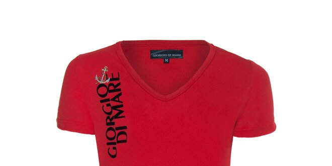 Pánské červené véčkové tričko s kotvičkou Giorgio di Mare