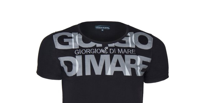 Pánské černé tričko s velkým nápisem Giorgio di Mare