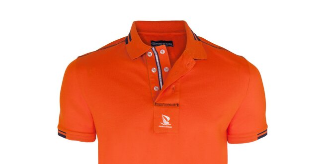 Pánské oranžové polo triko s dvouřadým límečkem Giorgio di Mare