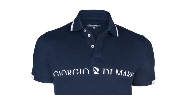 Pánské tmavě modré polo triko s nápisem na hrudi Giorgio di Mare