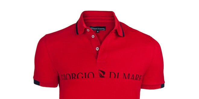 Pánské červené polo triko s nápisem na hrudi Giorgio di Mare