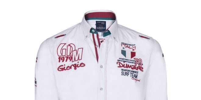 Pánská bílá košile s barevnou vsadkou Giorgio di Mare