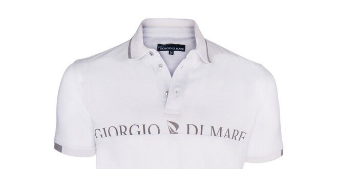 Pánské bílé polo triko s nápisem na hrudi Giorgio di Mare