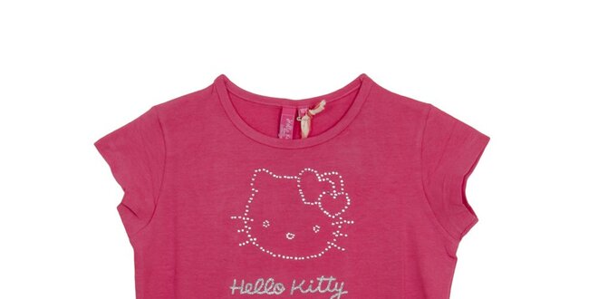 Dětské malinově růžové tričko Hello Kitty s kamínky