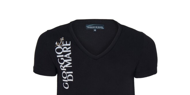 Pánské černé véčkové tričko s kotvičkou Giorgio di Mare