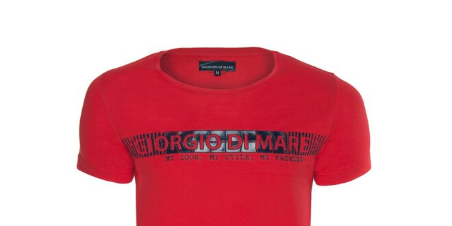 Pánské červené tričko s plastickým nápisem Giorgio di Mare