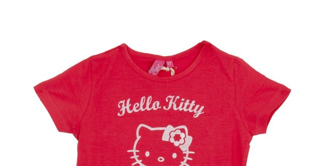 Dětské sytě růžové tričko Hello Kitty s bílým potiskem