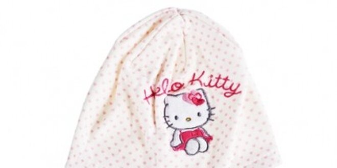 Dětský bílý zimní set Hello Kitty - čepice a rukavice
