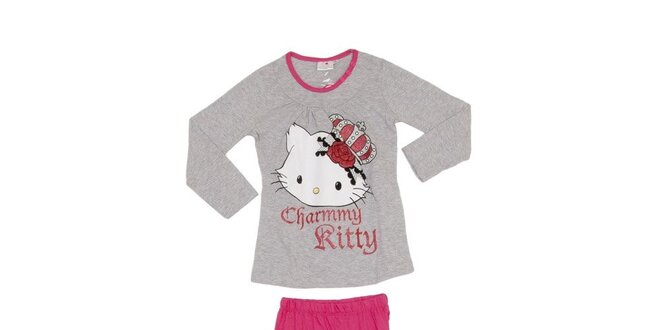 Dětské šedo-růžové pyžamo Hello Kitty