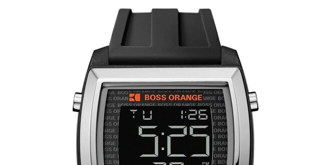 Pánské digitální hodinky s černým řemínkem Hugo Boss Orange
