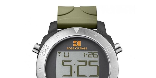 Pánské digitální hodinky se zeleným řemínkem Hugo Boss Orange