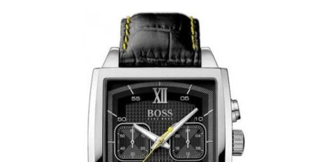 Pánské hranaté stříbrné hodinky s chronografem Hugo Boss Orange