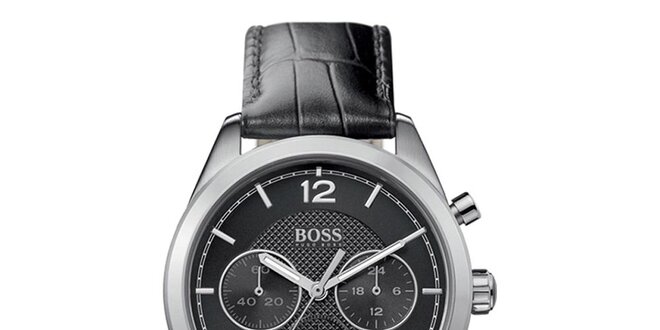 Pánské analogové hodinky s černým páskem a chronografem Hugo Boss