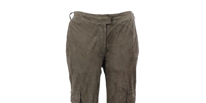 Dámské khaki semišové kalhoty Company&Co