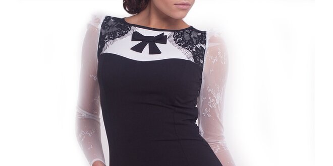Dámské černo-bílé šaty s mašličkou Arefeva