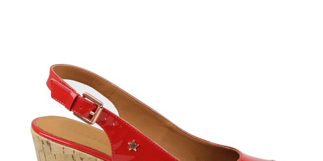 Dámské červené lakované boty na klínku Cubanas Shoes
