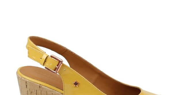 Dámské žluté lakované boty na klínku Cubanas Shoes