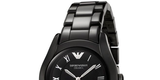 Černé keramické hodinky Emporio Armani