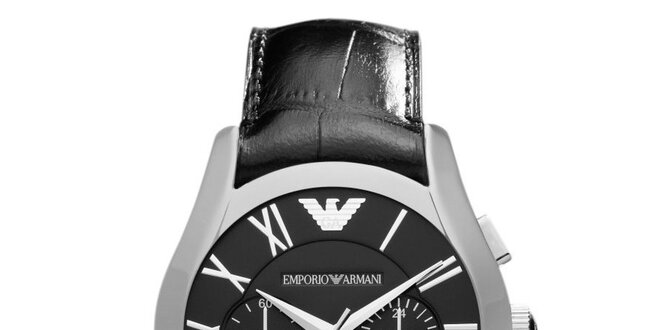 Pánské černé hodinky s chronografem Emporio Armani